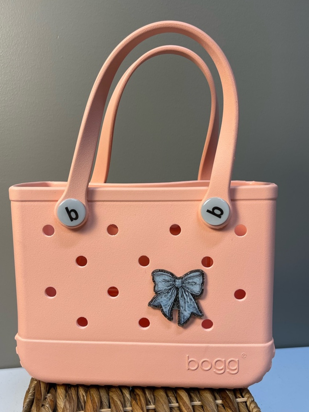 BOGG BAG Coral Pink Tote with Bow Accent